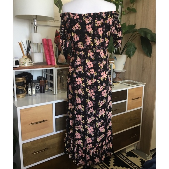 Rahi Cali Malibu Escape High Low Black Floral Dress L - Picture 11 of 14